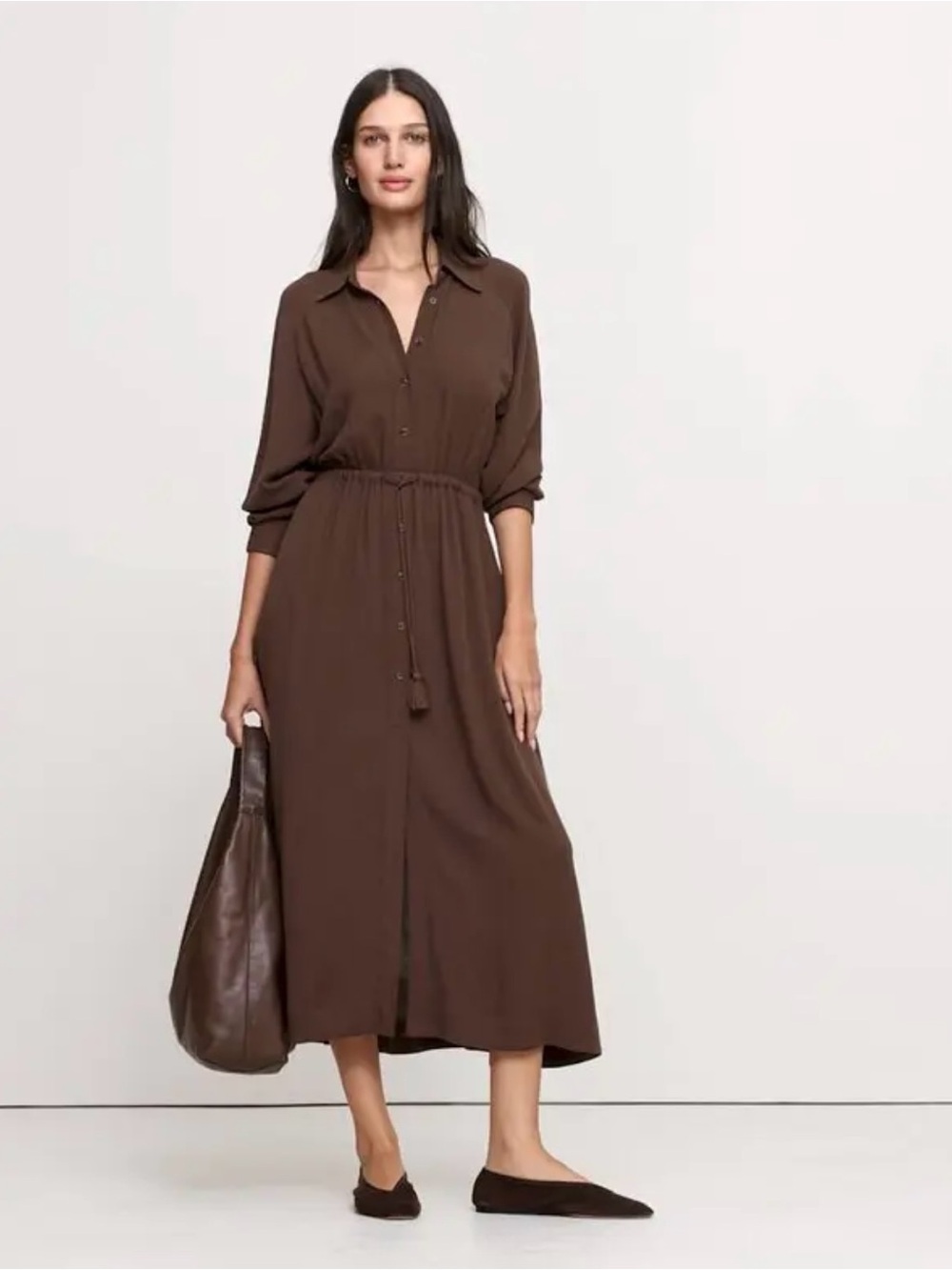 Banana Republic Espresso Brown Gauze Shirt Dress - Picture 5 of 6
